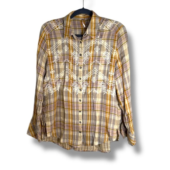 Free People Magical Plaid Shirt Size XS Rodeo Western Boho - Picture 1 of 8